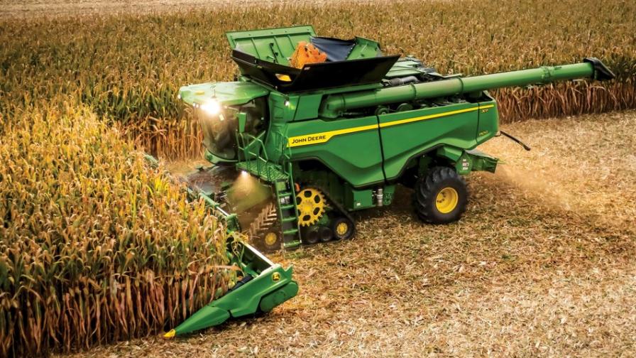 Deere X Series Combine Harvesting Corn